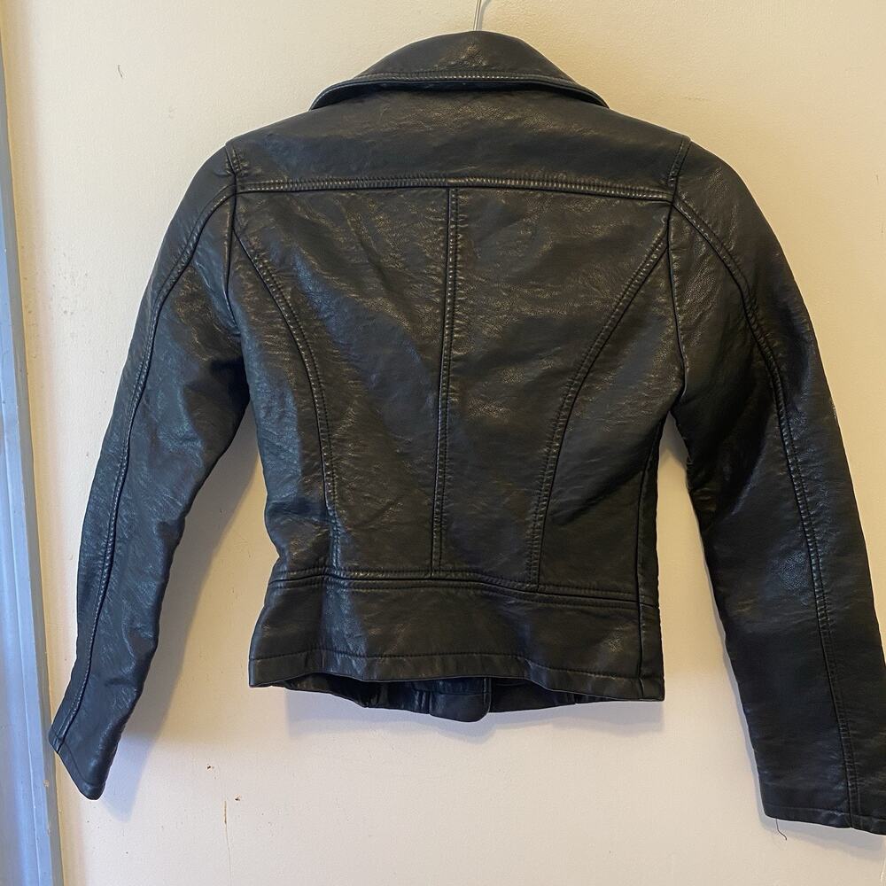 Charlotte Russe XS Black Faux Leather Biker Jacket Jacket Zip Up Punks Grudge - Picture 6 of 11